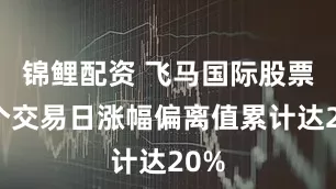 锦鲤配资 飞马国际股票三个交易日涨幅偏离值累计达20%